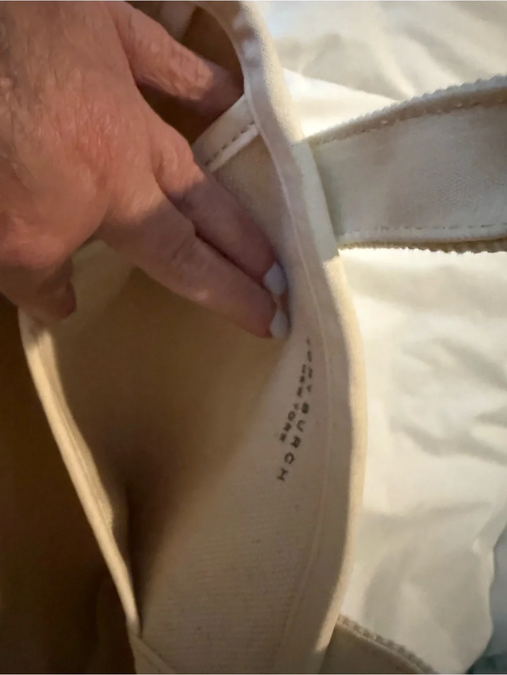 Tory Burch Cream Canvas Tote with Subtle Logo